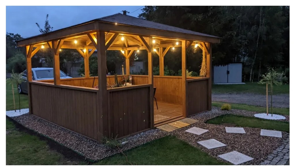 BERGE Záhradná girlanda 15m + 16x 1W LED žiarovka