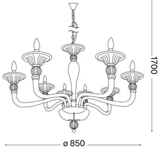 Ideal Lux - Luster na reťazi DANIELI 8xE14/40W/230V pr. 85 cm mosadz