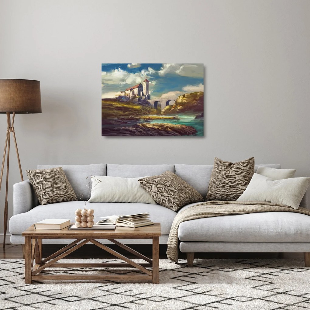 Sklenený obraz - Stredoveký hrad (70x50 cm)