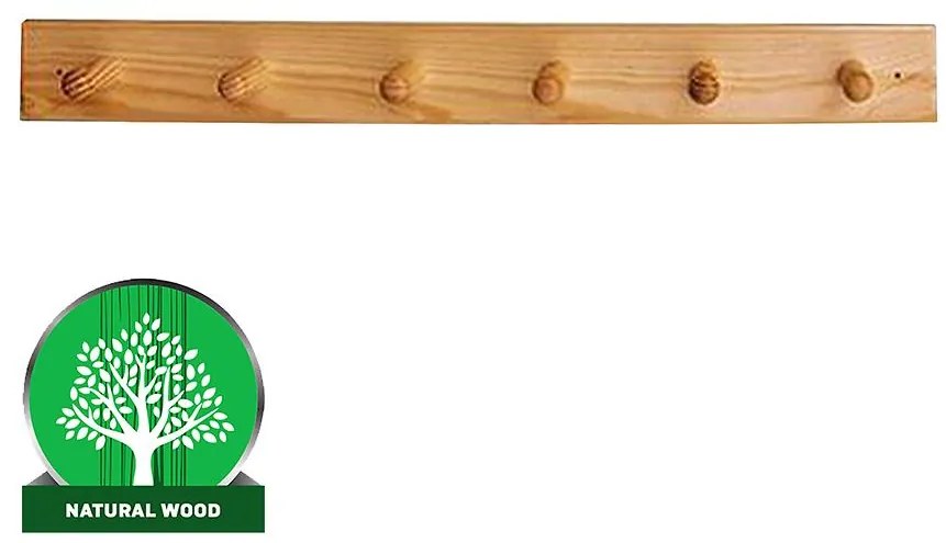 Vešiak 6-kolíkový borovica