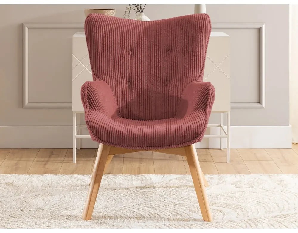 Červené menčestrové kreslo Niko – Ropez