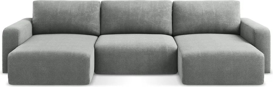 Sivá ženilková rozkladacia/s úložným priestorom rohová pohovka (do tvaru "U") Kona – Makamii