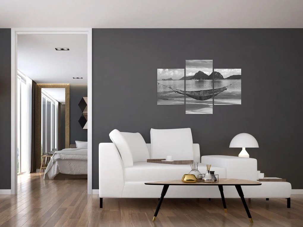 Obraz - Hojdacia sieť na pláži (90x60 cm)