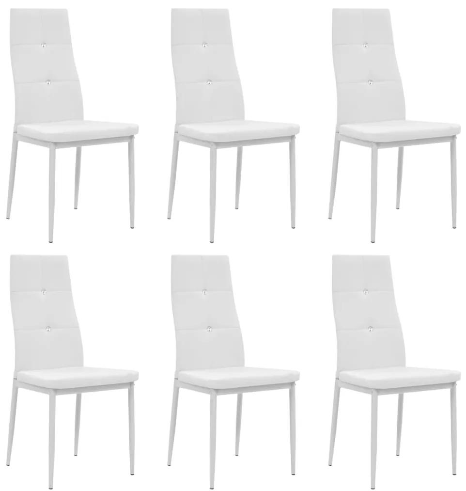 vidaXL Jedálenské stoličky 6 ks, umelá koža 43x43,5x96 cm, biele