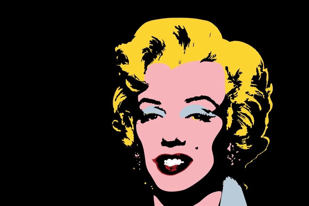 Samolepiaca tapeta pop art Marilyn Monroe na čiernom pozadí