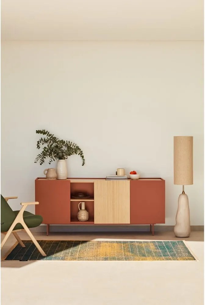 Nízka komoda v dekore duba v tehlovo-prírodnej farbe 180x78 cm Otto – Teulat