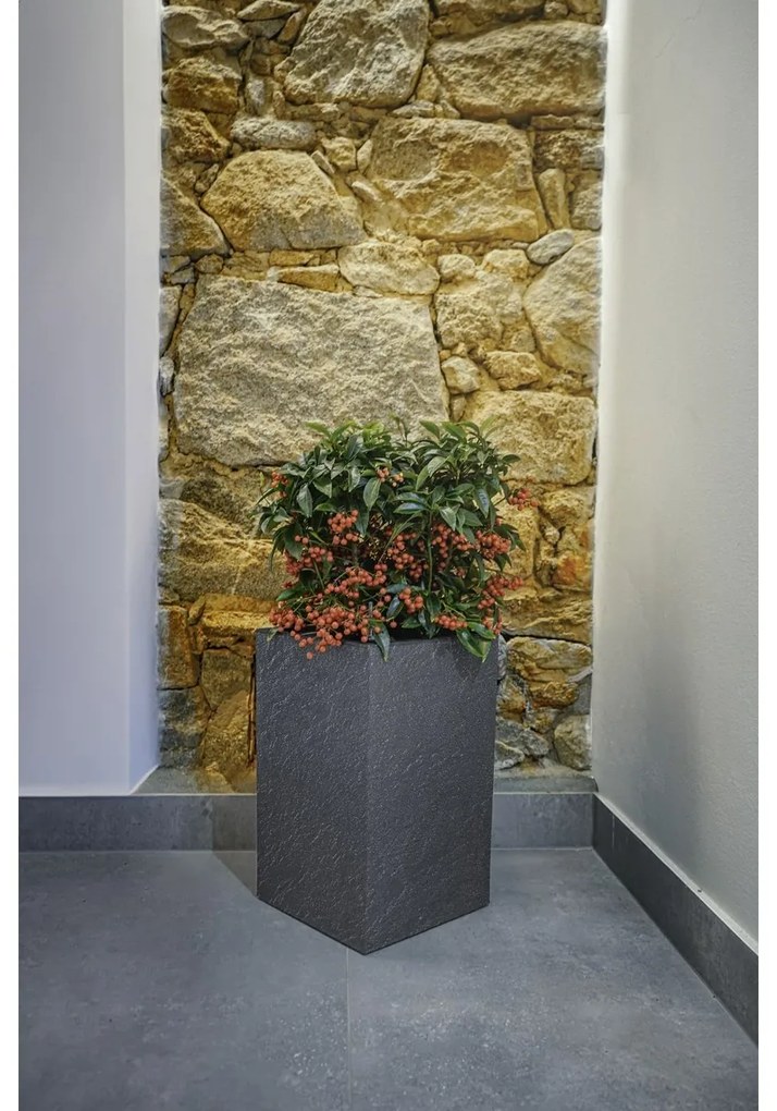 Flower Lover Samozavlažovací kvetináč Cubico Stone sivá, 27 x 42 cm