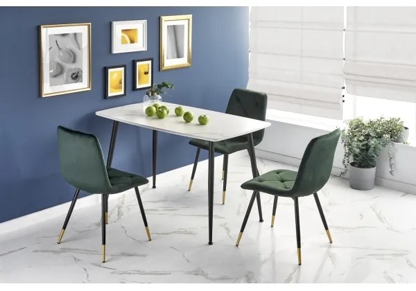 Jedálenský stôl ALARA, dekór biely mramor/čierna