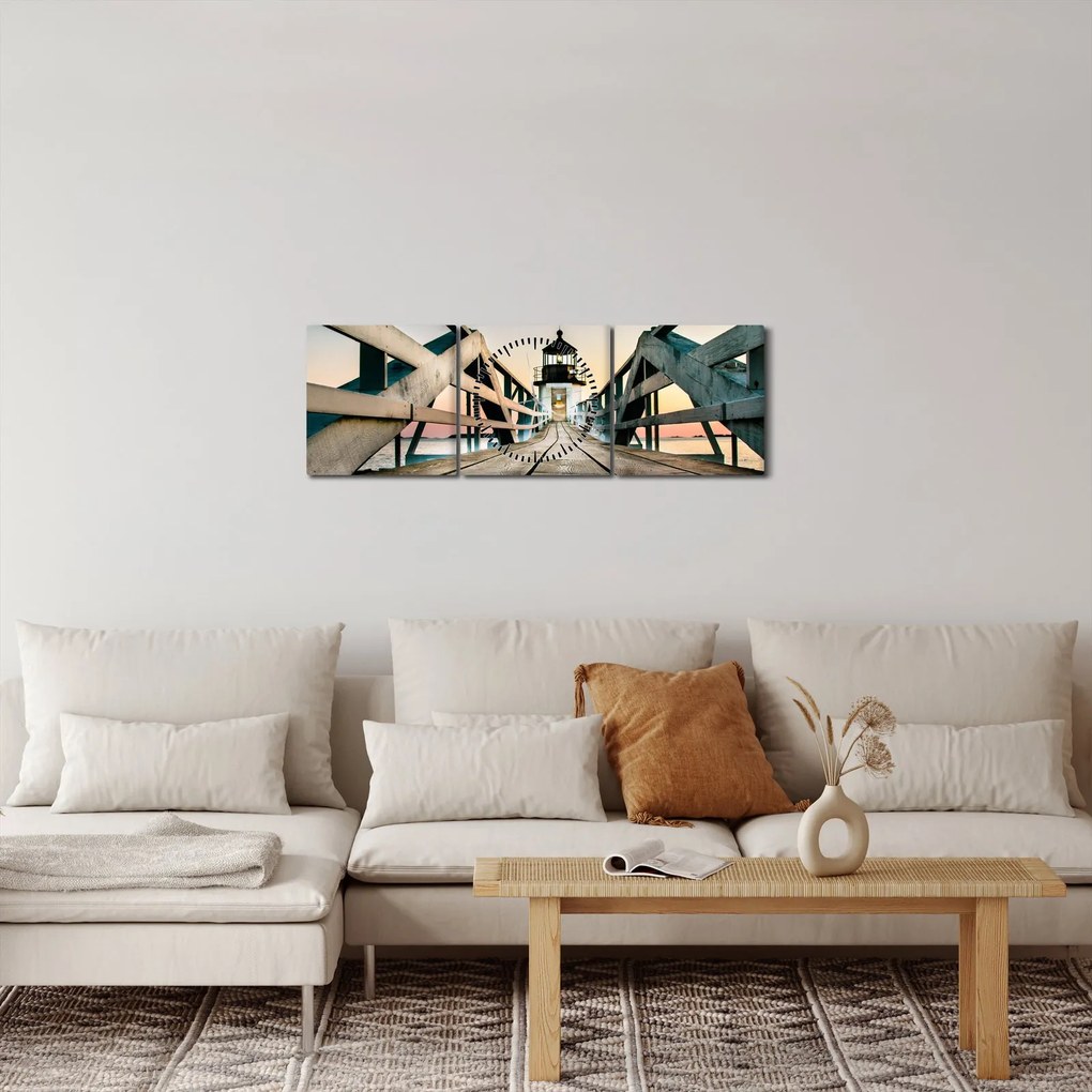 Obraz - Na móle (s hodinami) (90x30 cm)