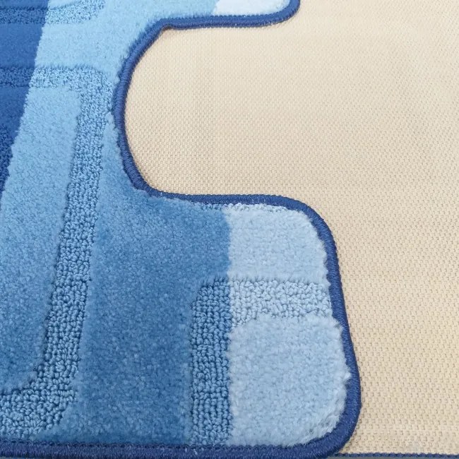 Sada kúpeľňových koberčekov Montana s výrezom 04N modrá