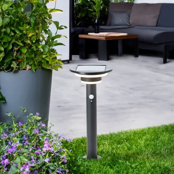 Brilliant - LED Solárna lampa so senzorom GARVINA LED/3W/3,7V 45 cm IP44 čierna