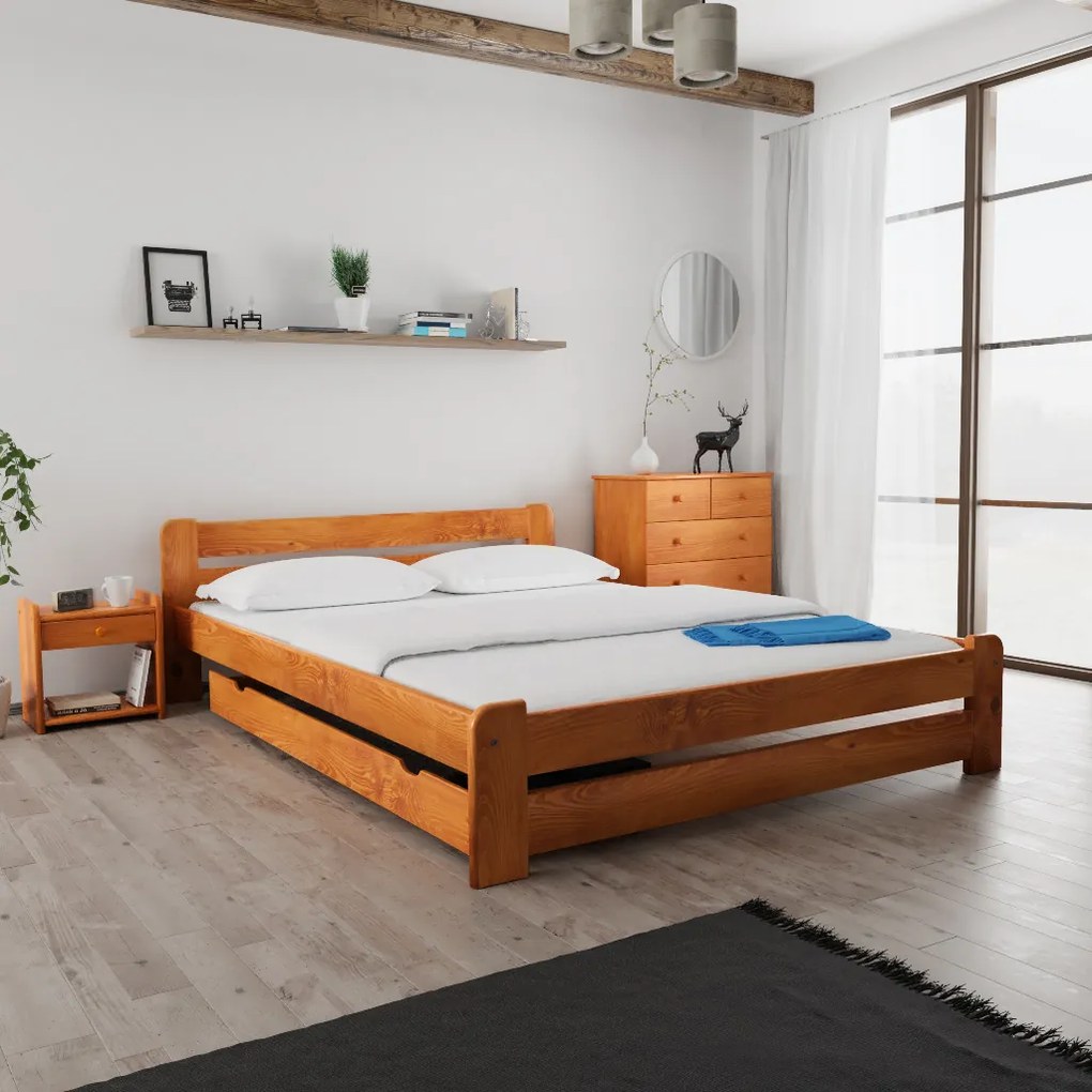 Posteľ Laura 140 x 200 cm, jelša Rošt: S latkovým roštom, Matrac: Matrac SOMMERA 18 cm