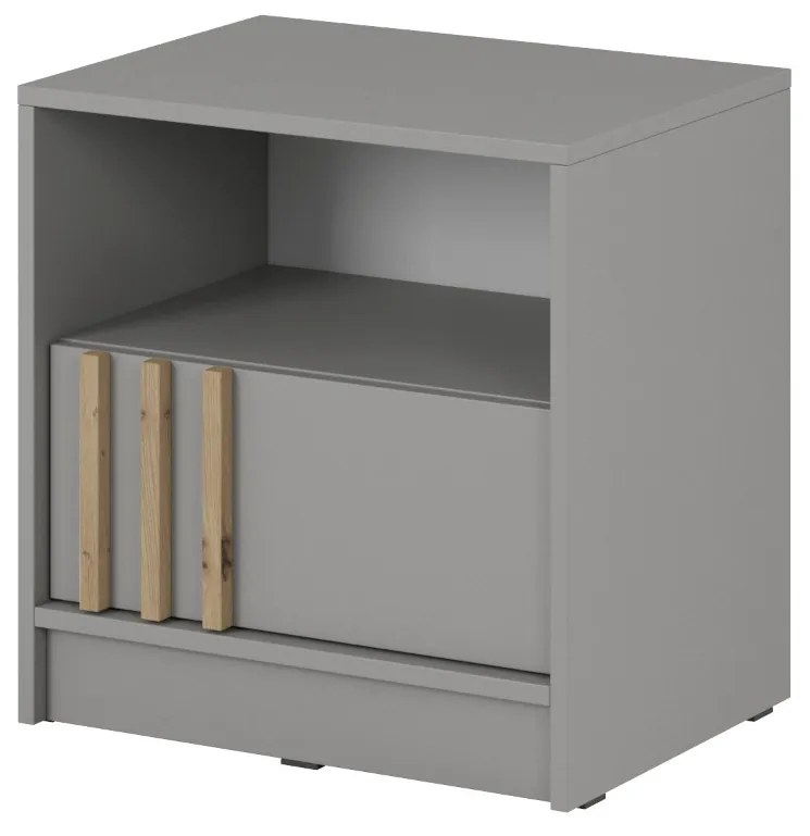 NOČNÝ STOLÍK LETIZIA S LAMELAMI SIVÁ