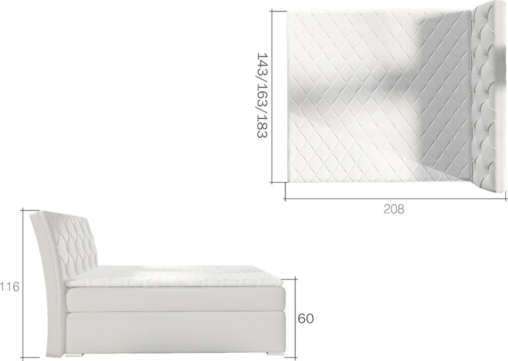 Čalúnená manželská posteľ s úložným priestorom Beneto 140 - biela