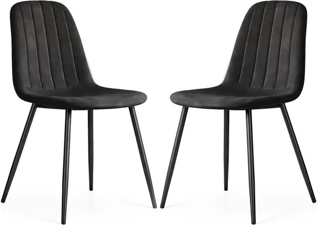 Sada dvoch jedálenských stoličiek LUMO zamatové, čierne / čierne nohy (2 ks)