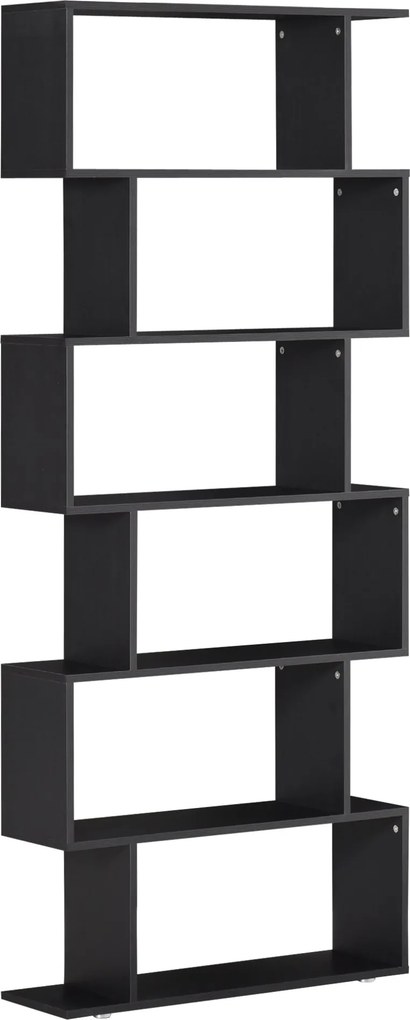 HOMCOM Knižnica 6 Políc Tvaru S Drevená 80x24x191 cm Čierna | Aosom