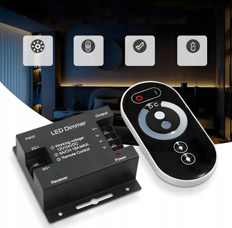 Sada LED neónových COB pásikov 12V 5m 4000K 60W - zdroj + diaľkový ovládač