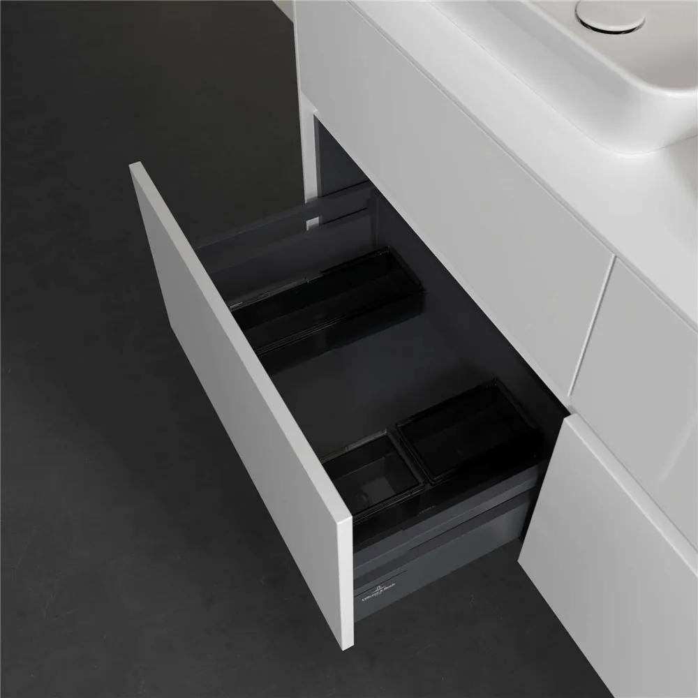 VILLEROY &amp; BOCH Collaro závesná skrinka pod dve umývadlá na dosku, 4 zásuvky, s LED osvetlením, 1200 x 500 x 548 mm, Glossy White, C115B0DH