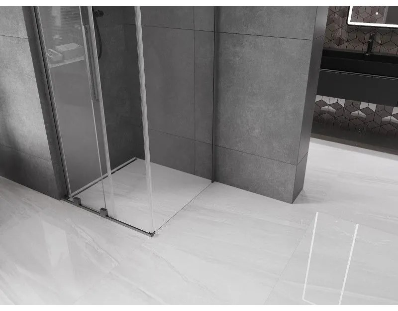 Mexen Velar L, sprchový kút s posuvnými dverami 120 x 120 cm, 8mm číre sklo, grafit brúsený, 871-120-120-03-66