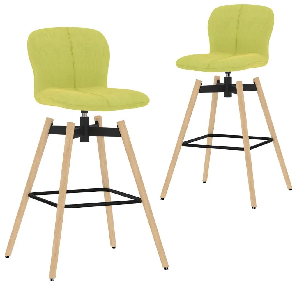 vidaXL Otočné barové stoličky 2 ks, zelené, látka