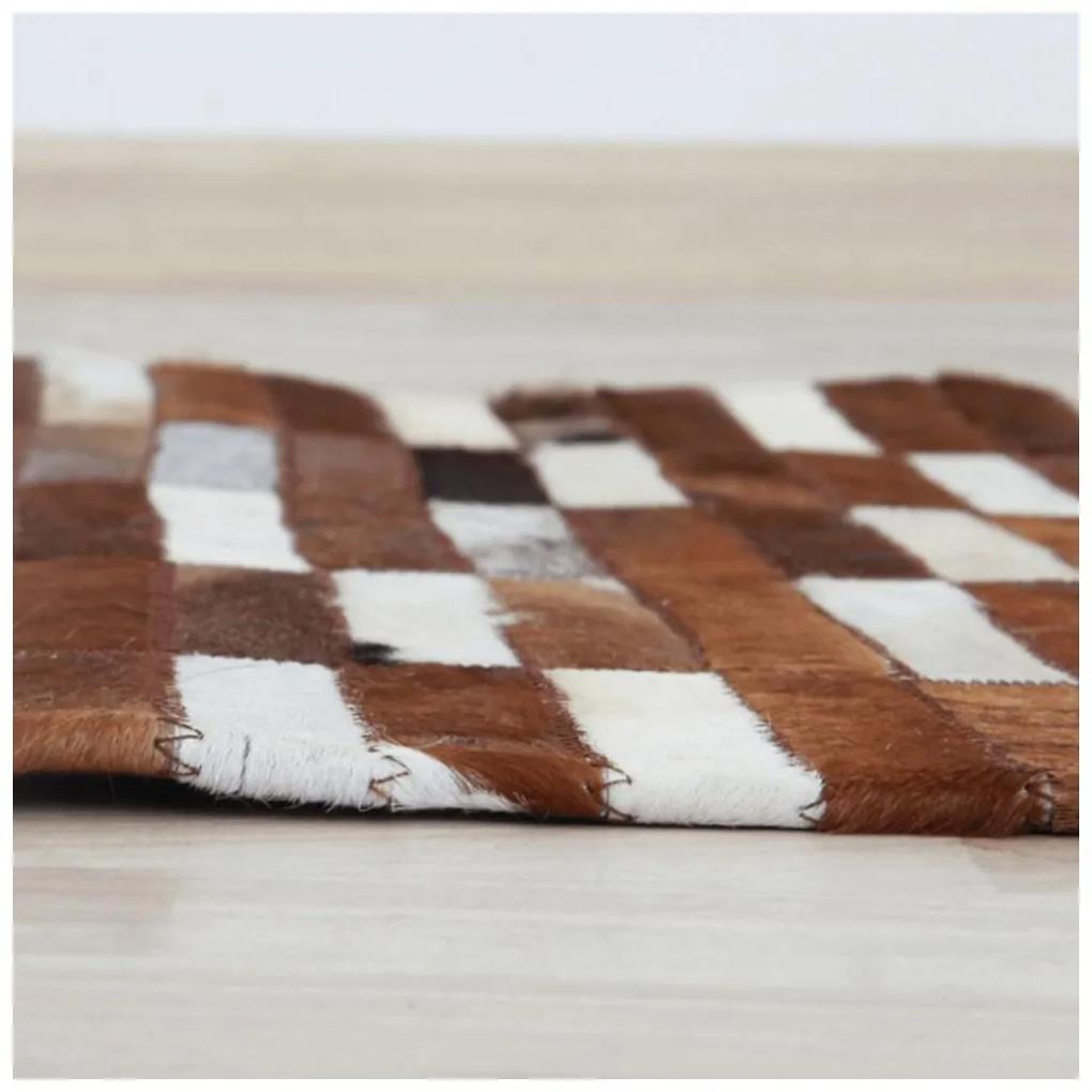 Tempo Kondela Luxusný kožený koberec, hnedá/biela, patchwork, 201x300, KOŽA TYP 5