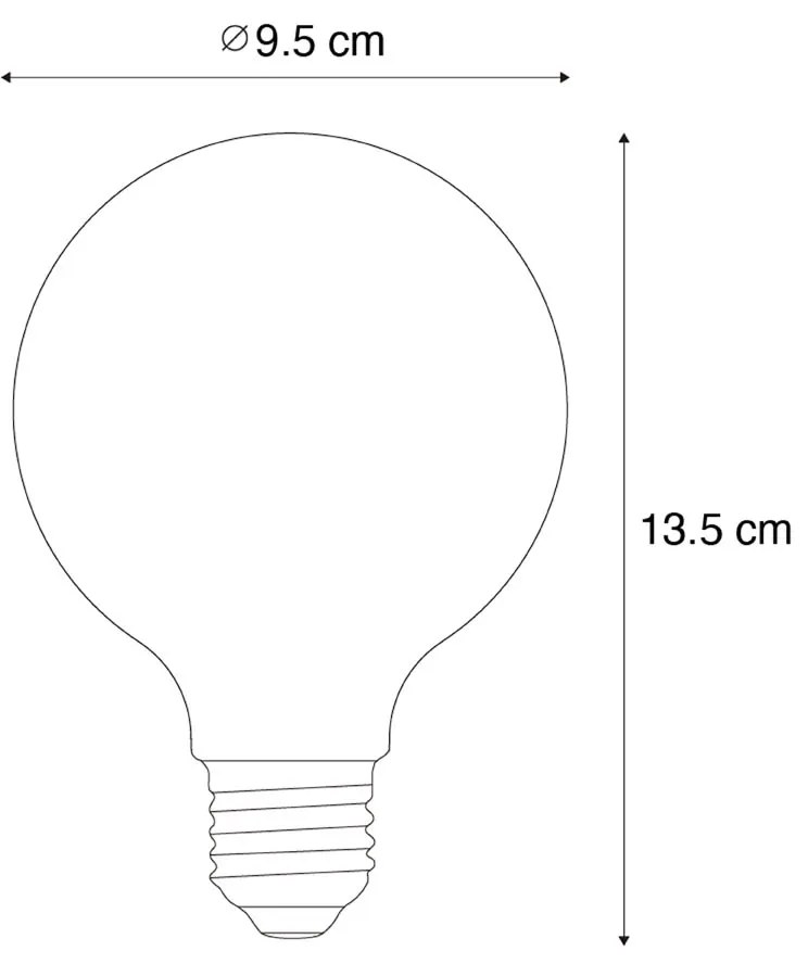Sada 5 ks Stmievateľná LED žiarovka E27 so špirálovým vláknom G95 4W 270lm 2700K