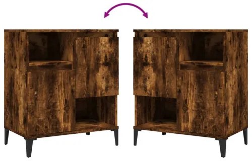 vidaXL Komody 2 ks dymový dub 60x35x70 cm kompozitné drevo-