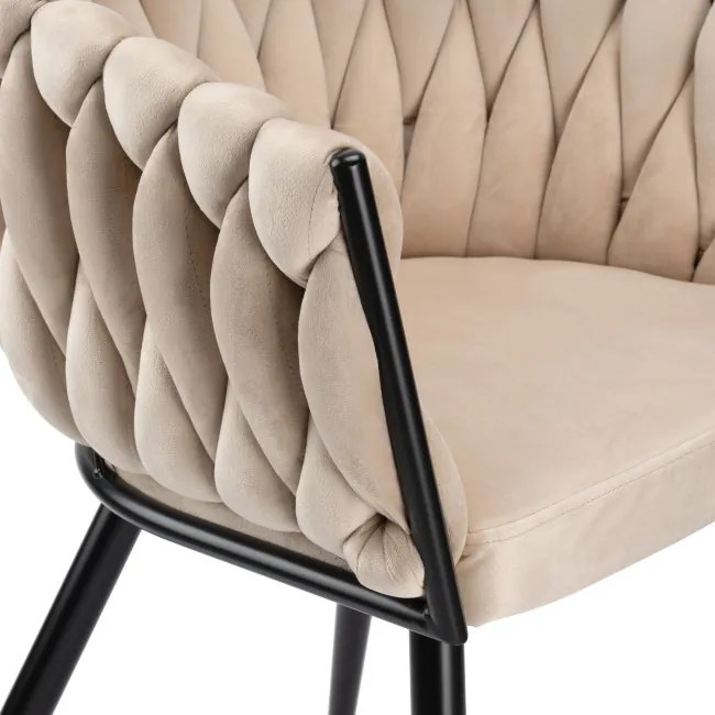 Jedálenská stolička COFTON zamatová, čierna / béžová