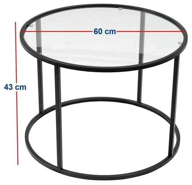Berlín Čierny konferenčný stolík, 60 cm