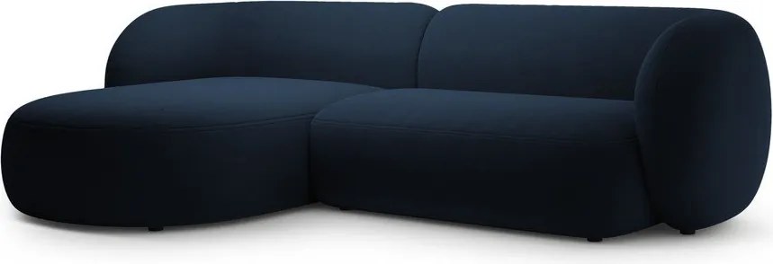 Modrá zamatová rohová pohovka (ľavý roh/s leňoškou) Kate – Micadoni