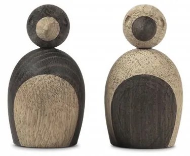 Kay Bojesen Drevený vtáčik Natural and Smoked Oak Wood – set 2 ks