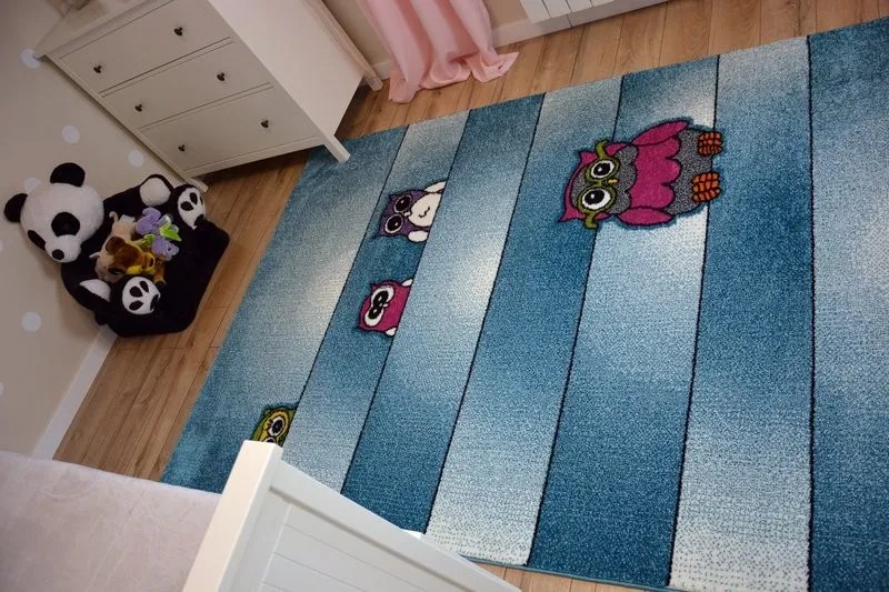 Kusový koberec KIDS sovy modrý C412