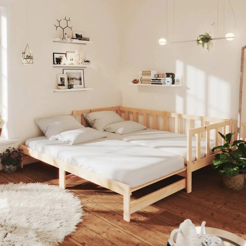 vidaXL Rozkladacia denná posteľ borovicový masív 2x(90x200) cm