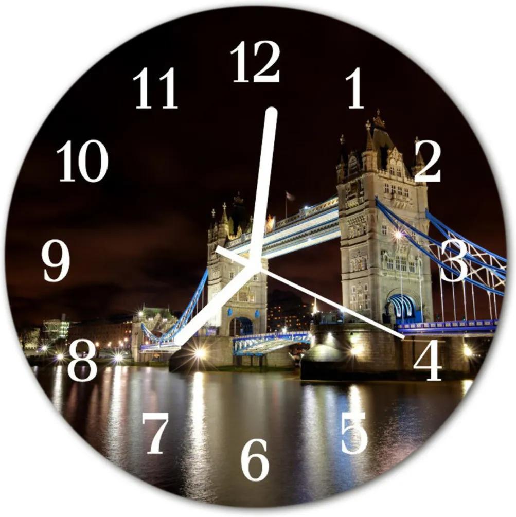 Skleněné hodiny kulaté Most Londýn