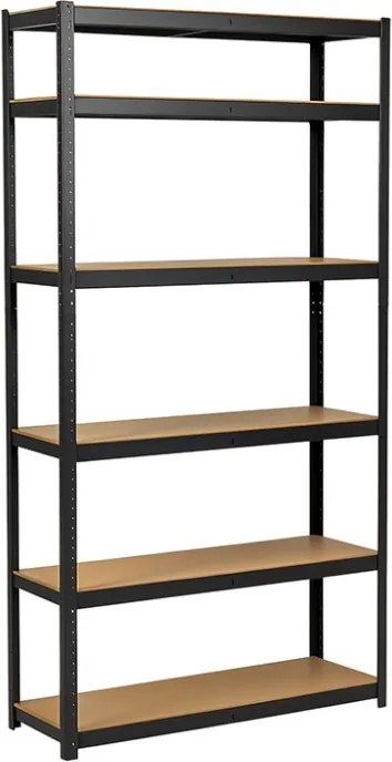 Akcia 3x Regál 240x90x40 cm lakovaný 6-policový, nosnosť 1050 kg - čierny