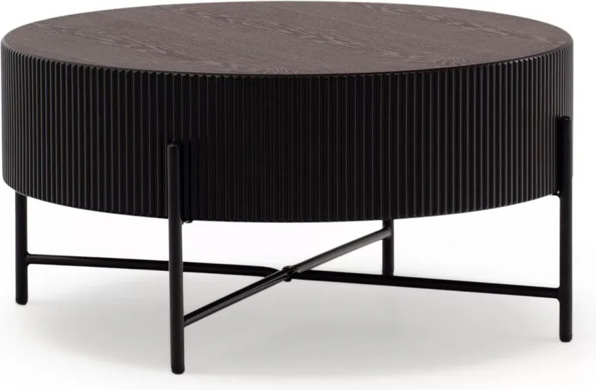 Kávový stolík Corbi 80 cm do obývačky - tmavý orech / čierny mat