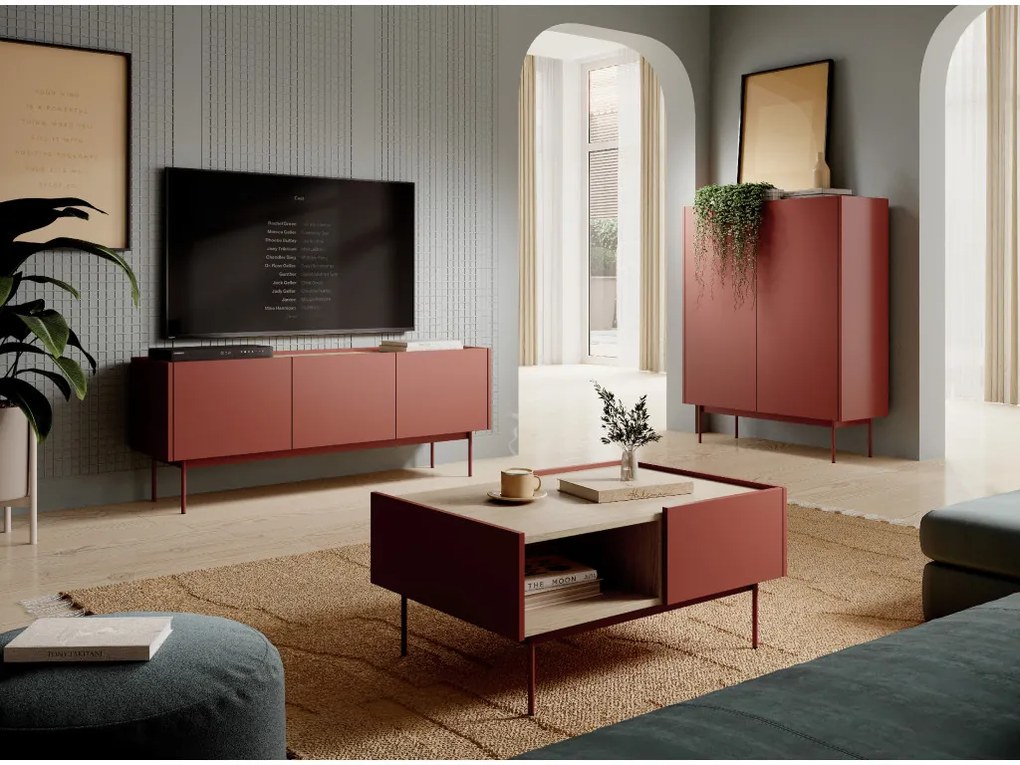 PIA Stolík pod TV Color - tehlová