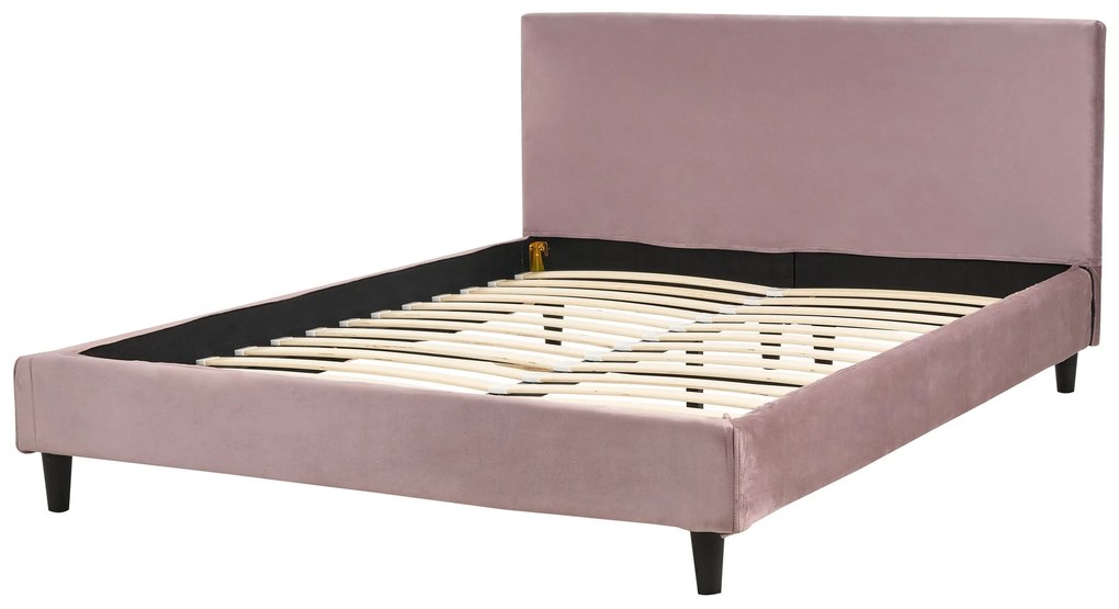 Zamatová posteľ 140 x 200 cm ružová FITOU Beliani