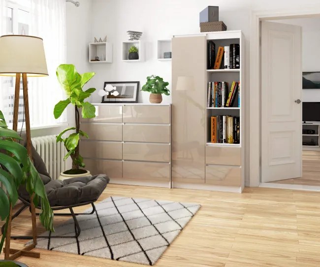 Regál R11 R80 1D 2SZ CLP biely / cappuccino lesk