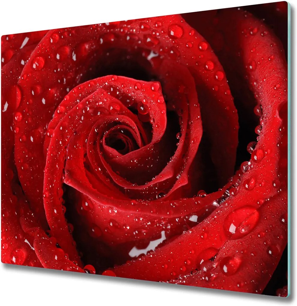 Skleněná krájecí deska Kapky na růži