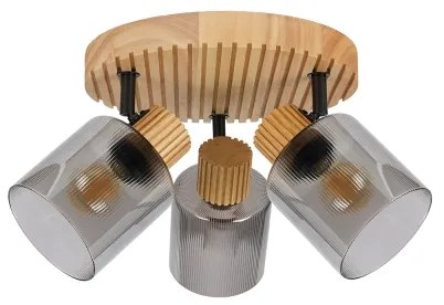 Brilagi - Bodové svietidlo HYGGE 3xE14/15W/230V drevo/dymové