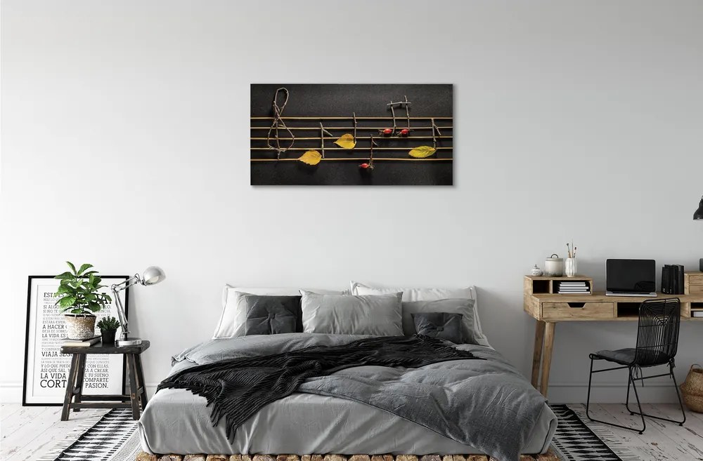 Obraz canvas Poznámky s palicami a listami 120x60 cm