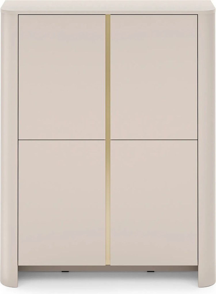 Vysoká komoda Sorrenti 103 cm - kašmír / zlatá