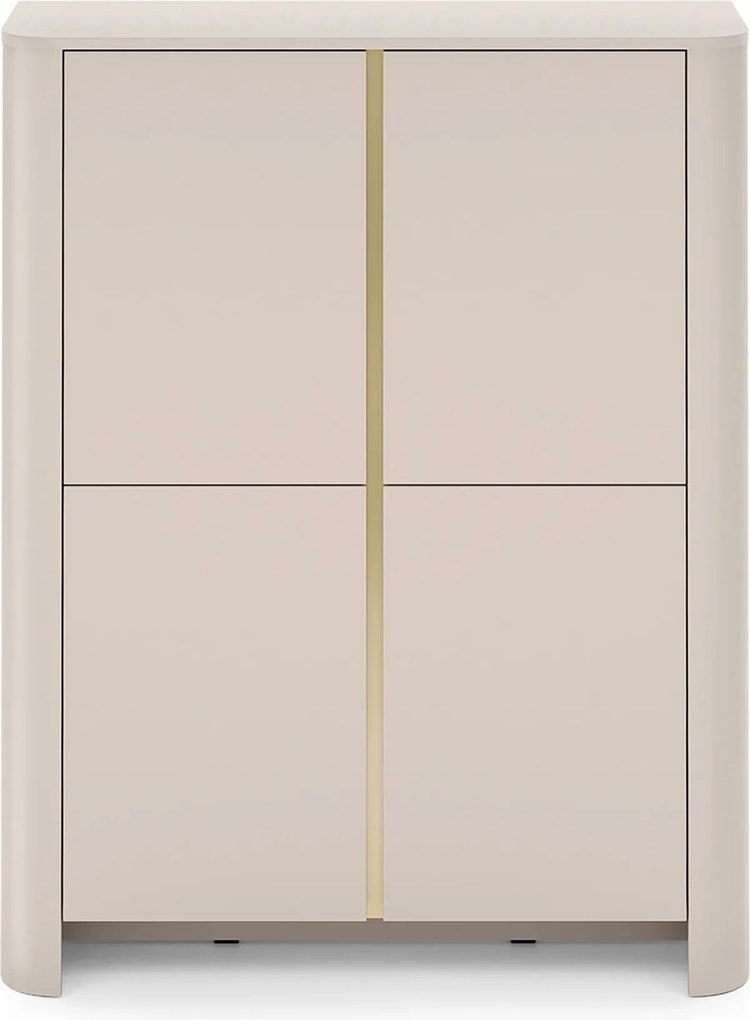 Vysoká komoda Sorrenti 103 cm - kašmírová / zlatá