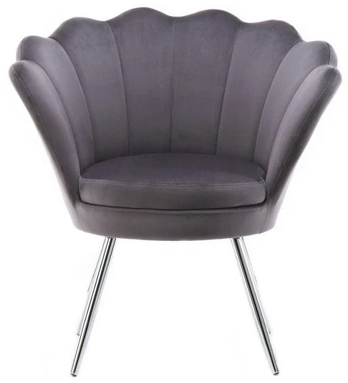 LuxuryForm DESIGN Kreslo FREY VELUR so striebornými nohami - tmavo šedé