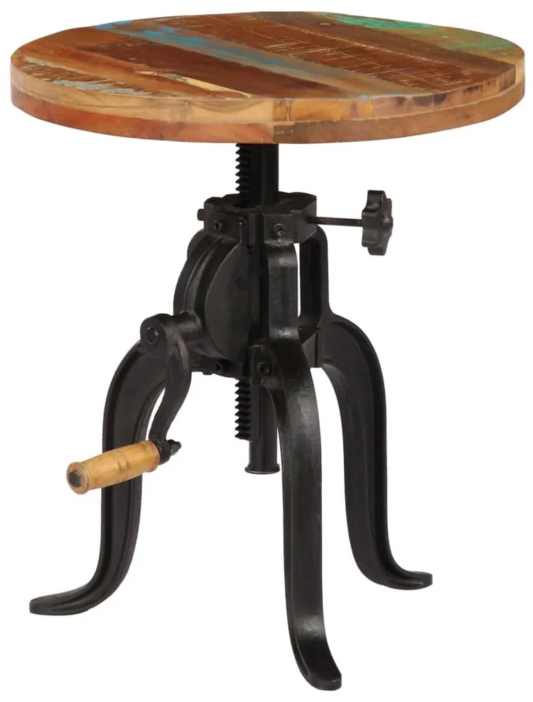 vidaXL Bočný stolík z recyklovaného dreva a liatiny 45x (45-62) cm