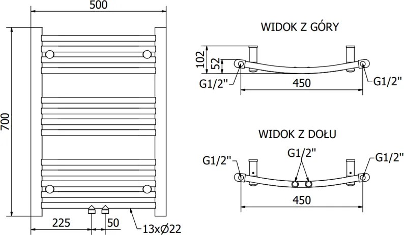 Mexen Ares, vykurovacie teleso 700x500 mm, 286 W, čierna, W102-0700-500-00-70