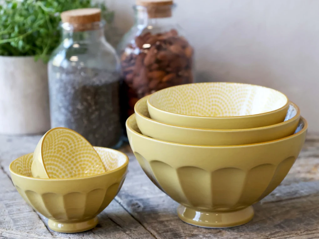 Žlté porcelánové misky - set 5ks