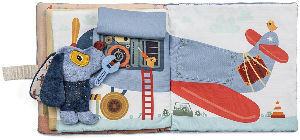 Lilliputiens - textilná knižka - psík Jules v garáži