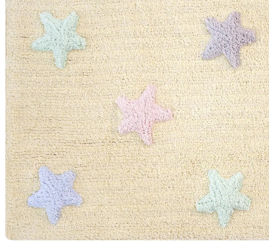 Lorena Canals koberce Pre zvieratá: Prateľný koberec Tricolor Stars Vanilla - 120x160 cm